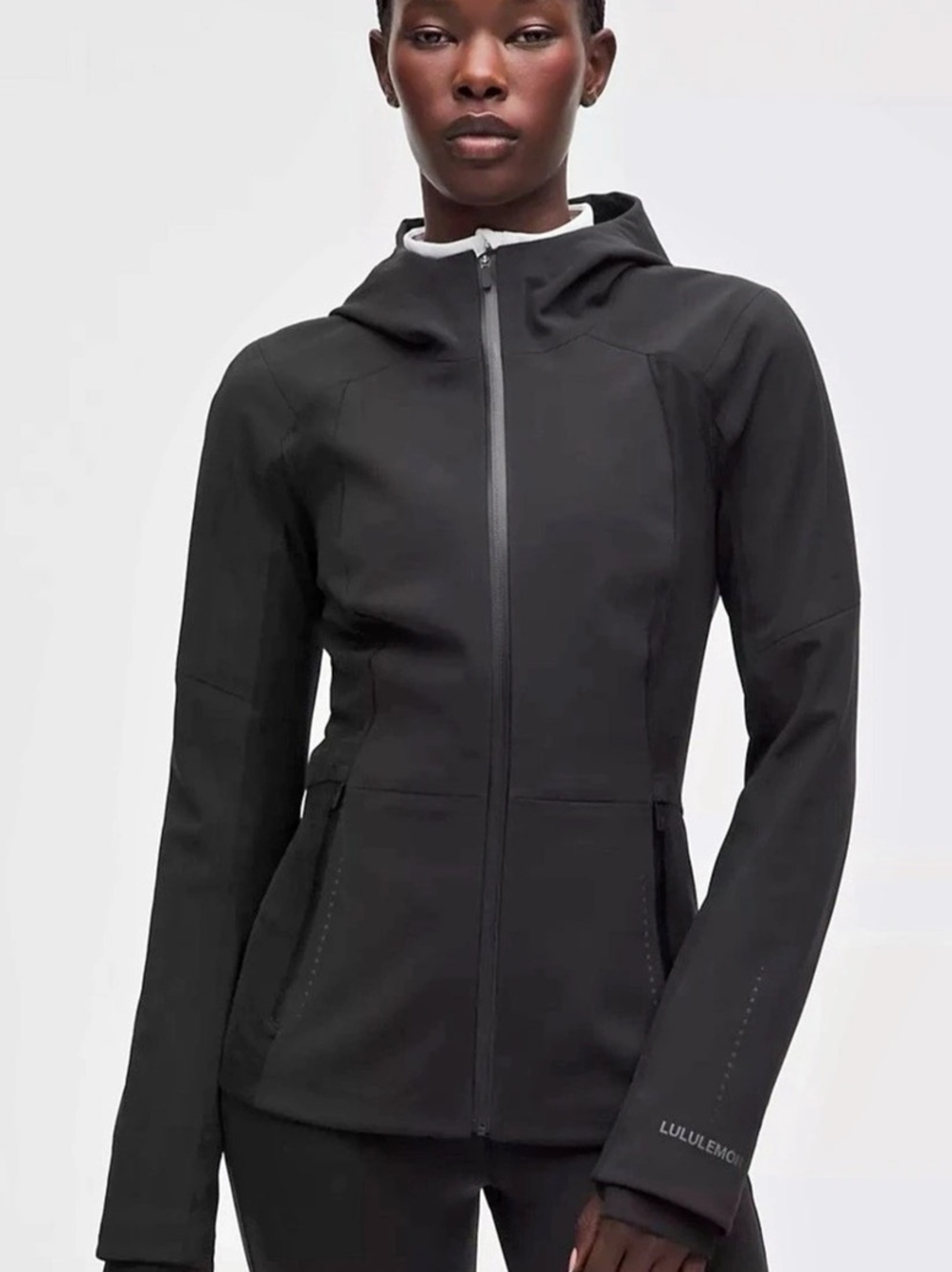 Lululemon Cross Chill Lightweight Run Jacket *Emboss Black Hooded Jacket Size 14 - Picture 2 of 9